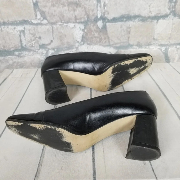 Vintage Patent Leather Pumps Sz 6 Chunky Square Heel Arnold Churgin - Picture 5 of 8